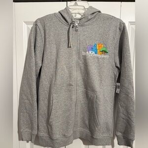 Disney Gray Zip Hoodie with 4 Park Logo
